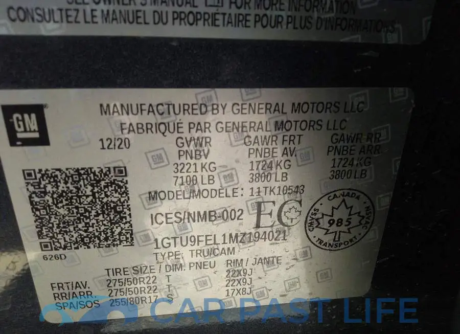 1GTU9FEL1MZ194021# 9