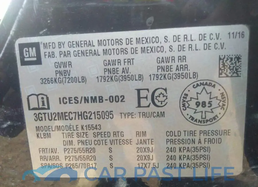 3GTU2MEC7HG215095# 9