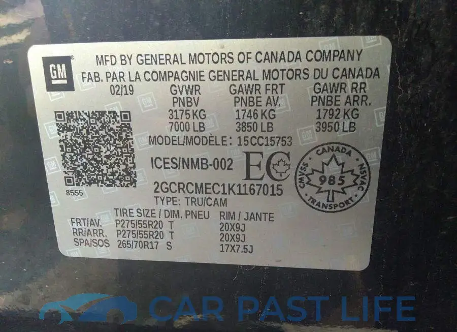 2GCRCMEC1K1167015# 9