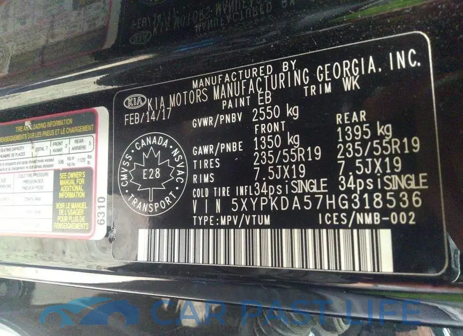 5XYPKDA57HG318536# 9