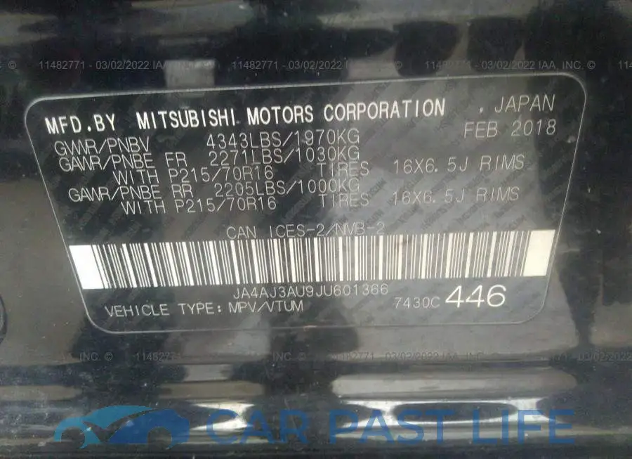 JA4AJ3AU9JU601366# 9