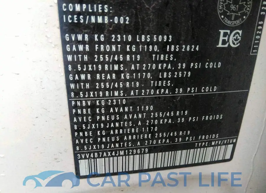 3VV4B7AX4JM129679# 9