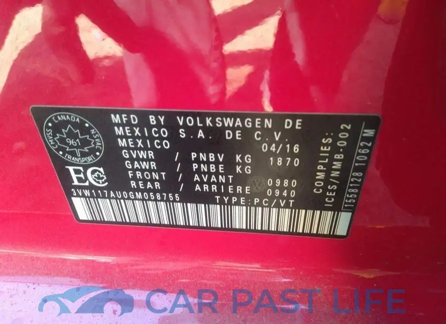 3VW117AU0GM058755# 9