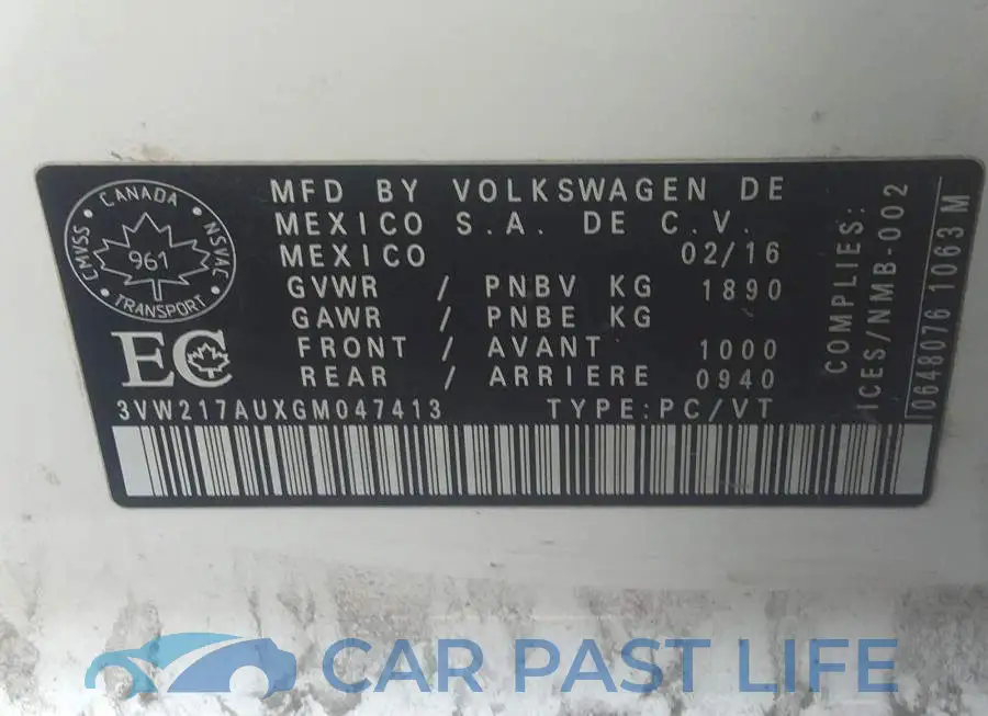 3VW217AUXGM047413# 9