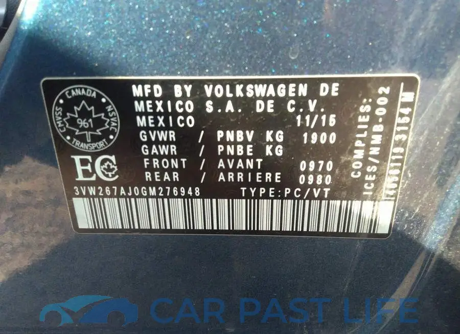 3VW267AJ0GM276948# 9