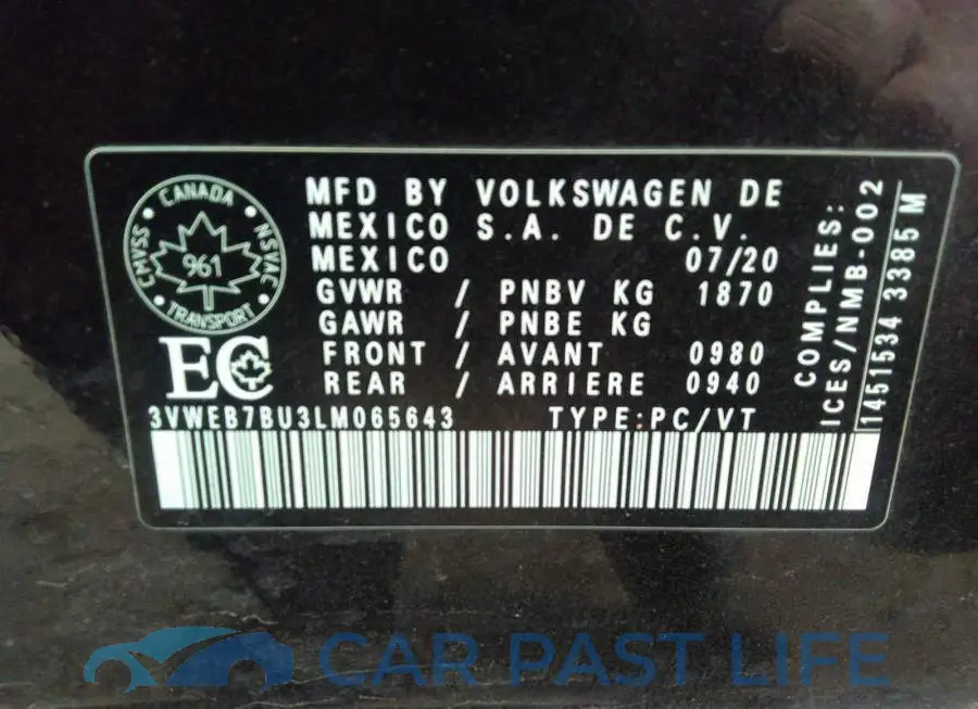 3VWEB7BU3LM065643# 9