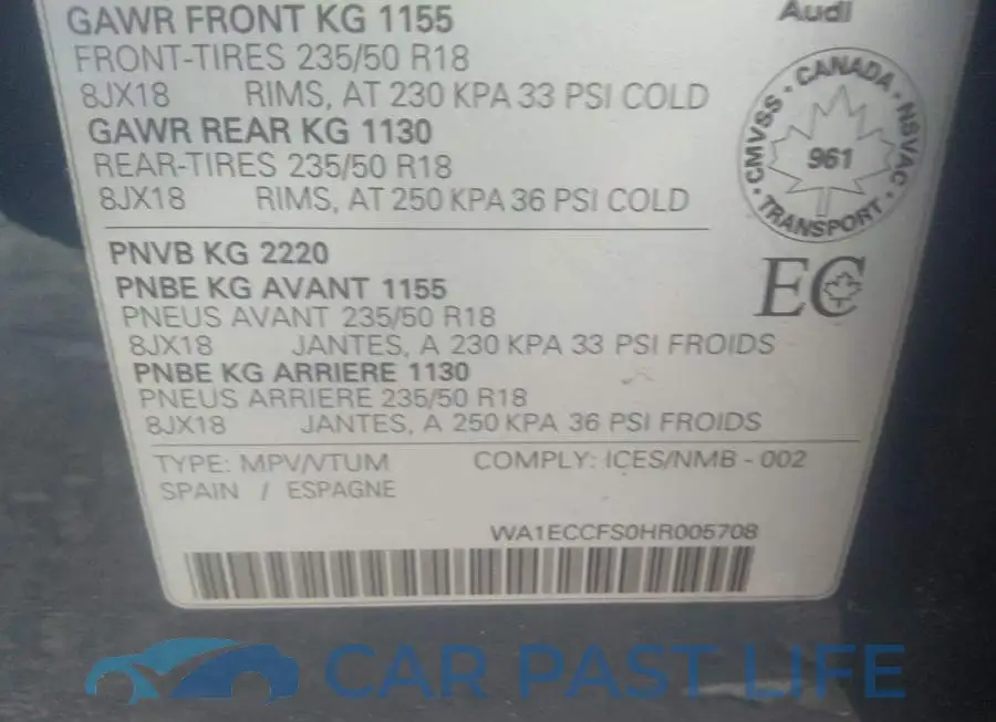 WA1ECCFS0HR005708# 9
