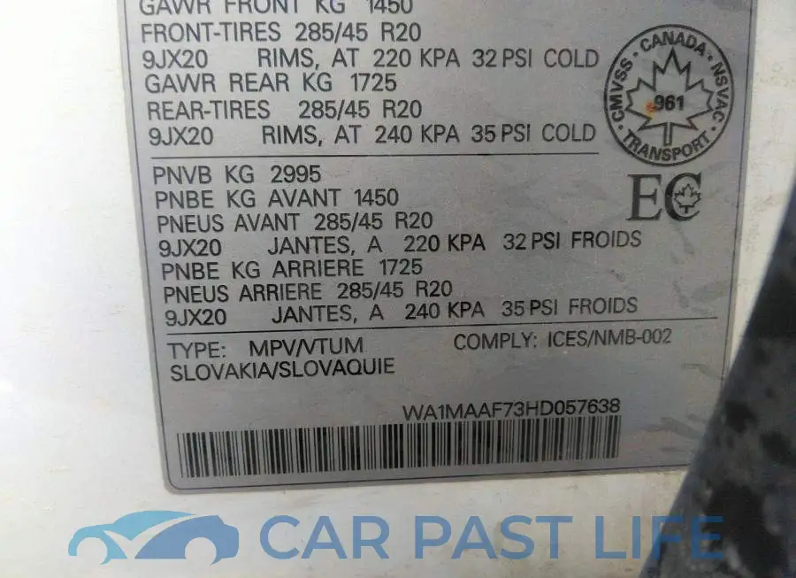 WA1MAAF73HD057638# 9