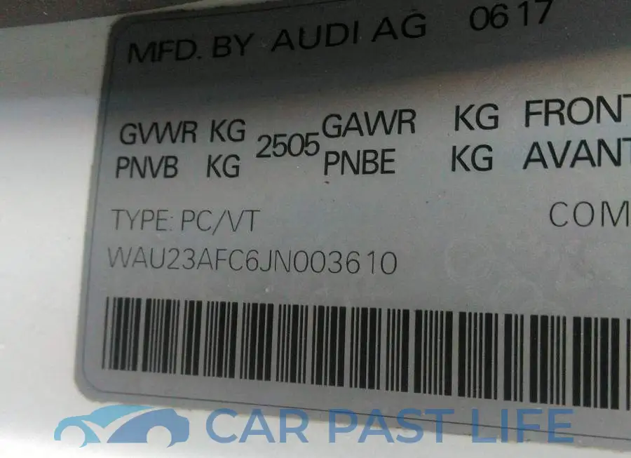 WAU23AFC6JN003610# 9