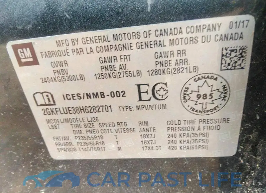 2GKFLUE38H6282701# 9