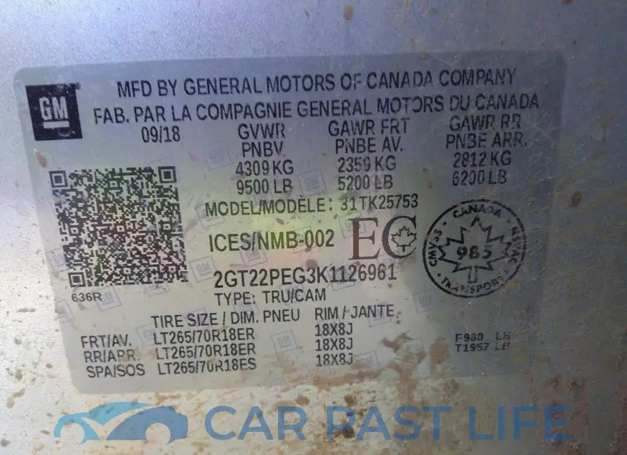 2GT22PEG3K1126961# 9