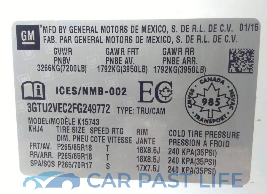 3GTU2VEC2FG249772# 9