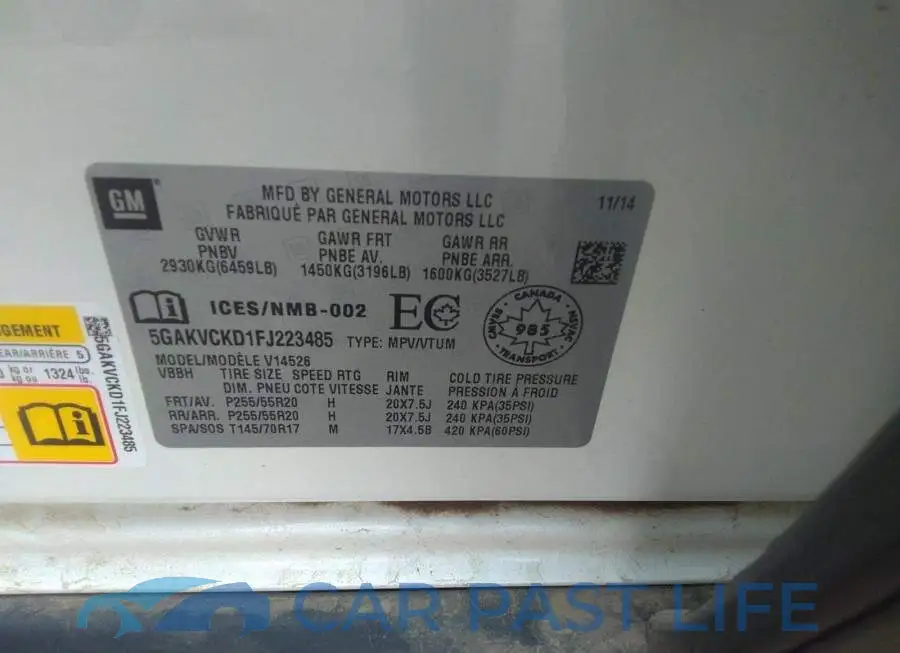 5GAKVCKD1FJ223485# 9