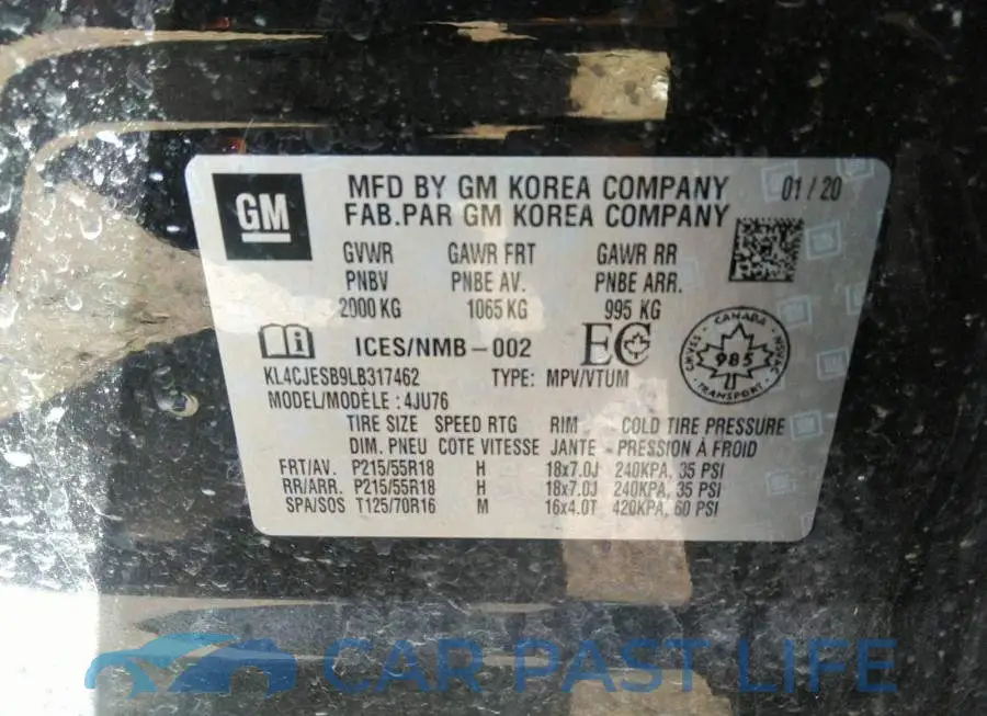 KL4CJESB9LB317462# 9