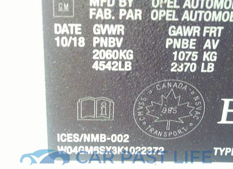W04GM6SX3K1022372# 9