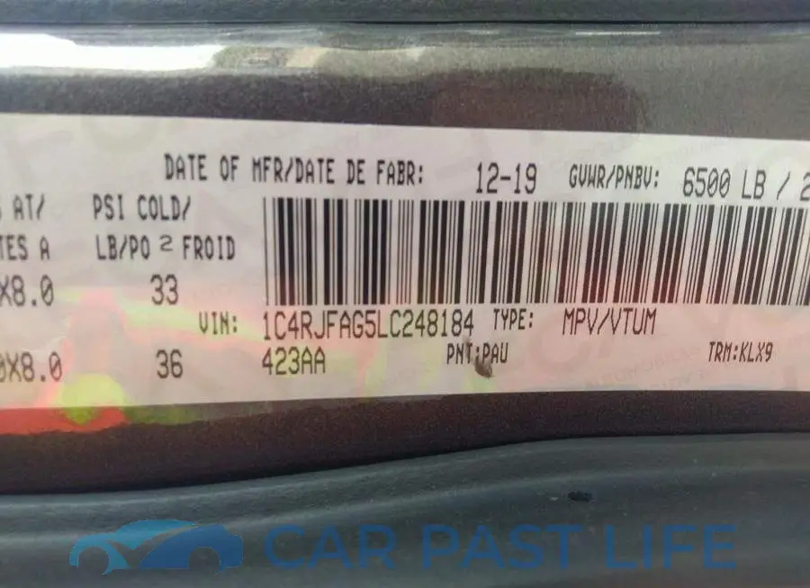1C4RJFAG5LC248184# 9