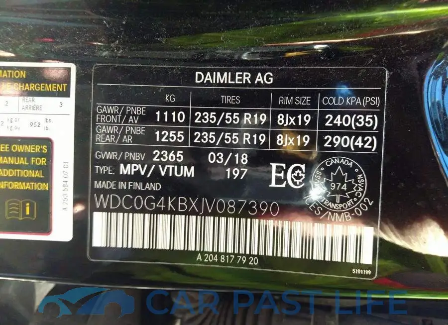 WDC0G4KBXJV087390# 9
