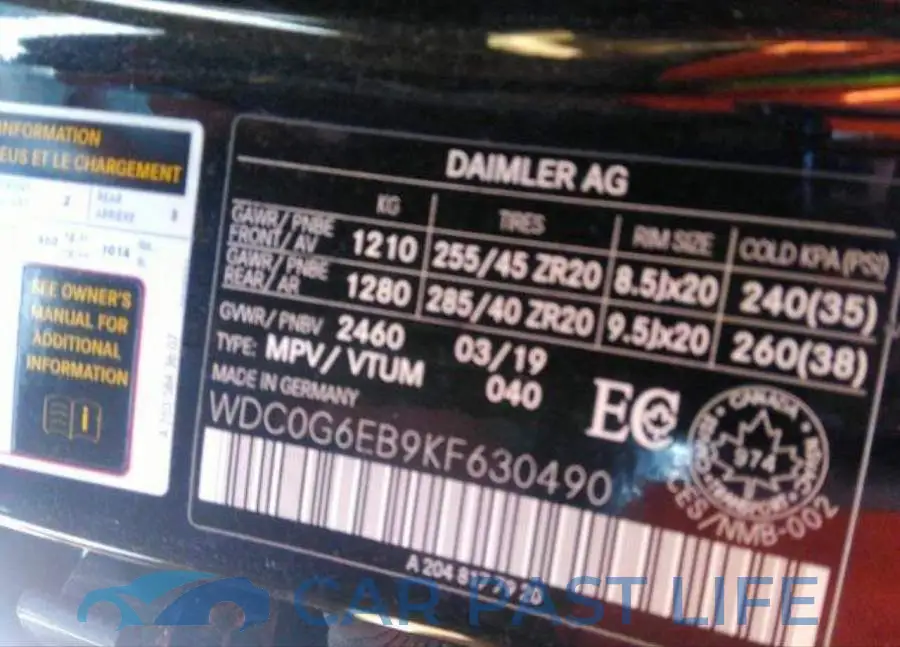 WDC0G6EB9KF630490# 9