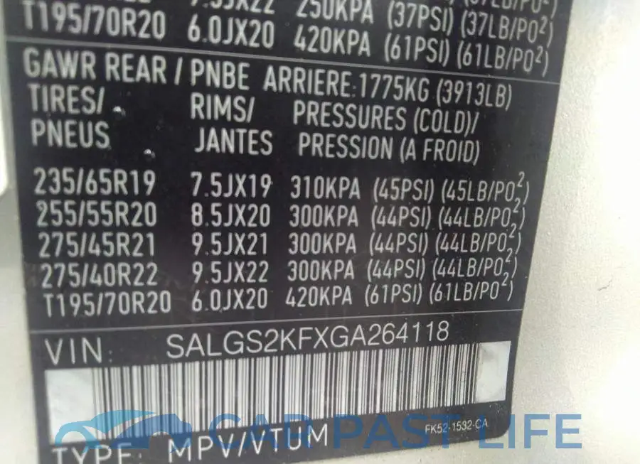 SALGS2KFXGA264118# 9