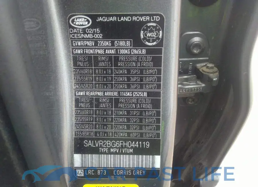 SALVR2BG6FH044119# 9
