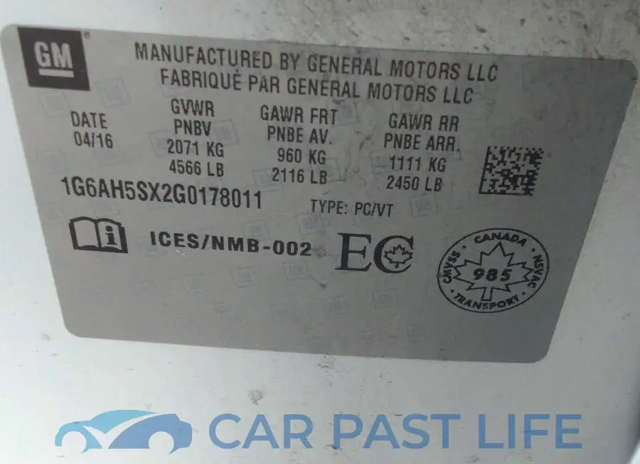 1G6AH5SX2G0178011# 9