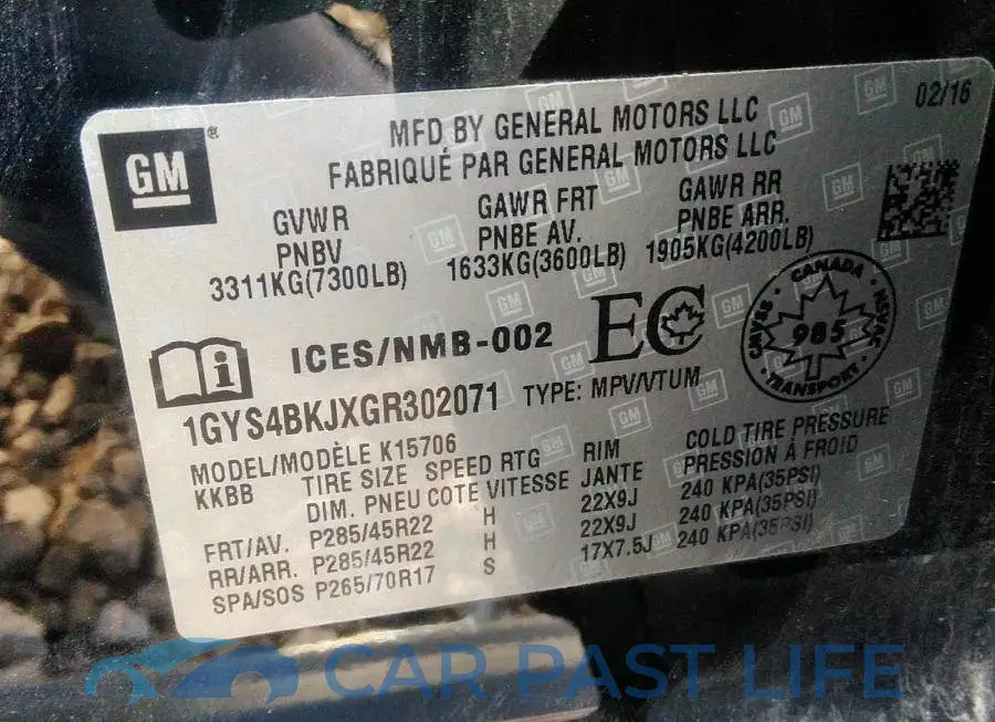 1GYS4BKJXGR302071# 9