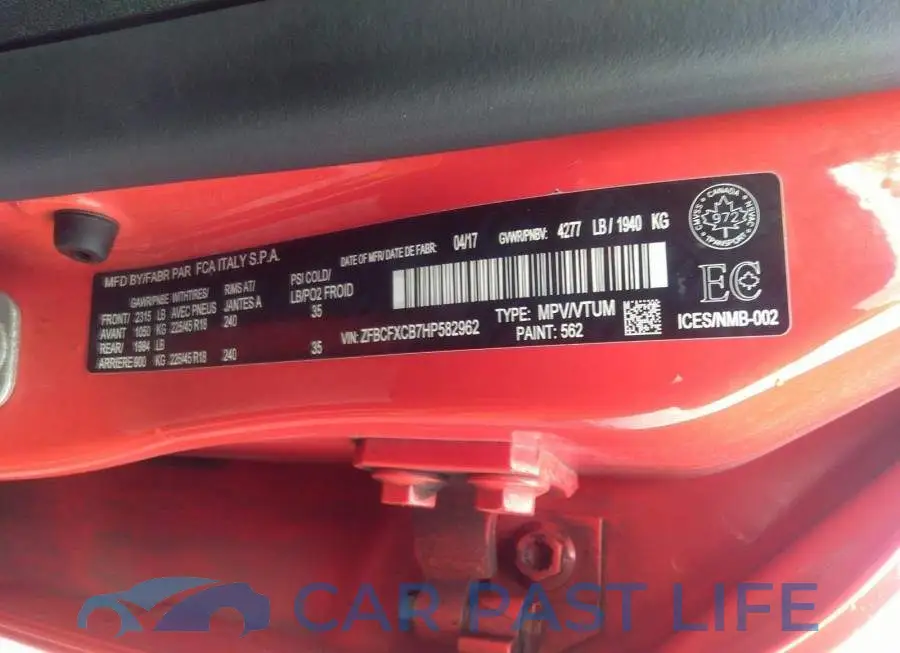 ZFBCFXCB7HP582962# 9