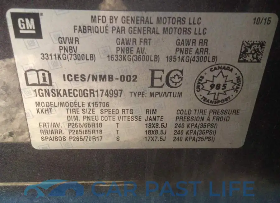 1GNSKAEC0GR174997# 9