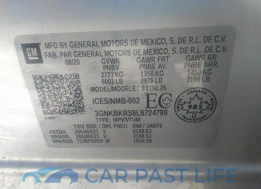 3GNKBKRS8LS724798# 9