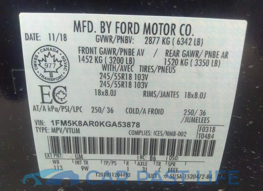 1FM5K8AR0KGA53878# 9