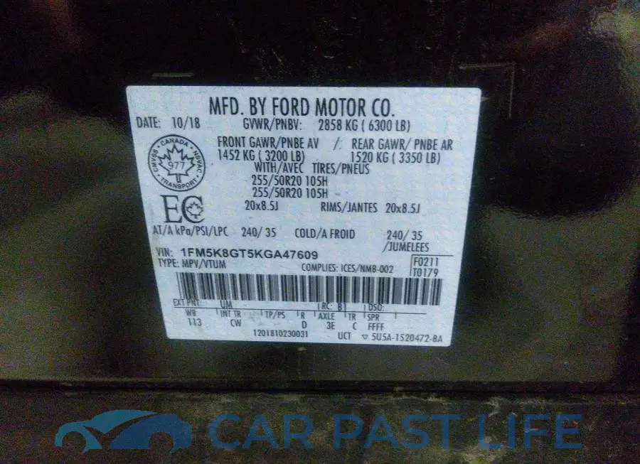 1FM5K8GT5KGA47609# 9