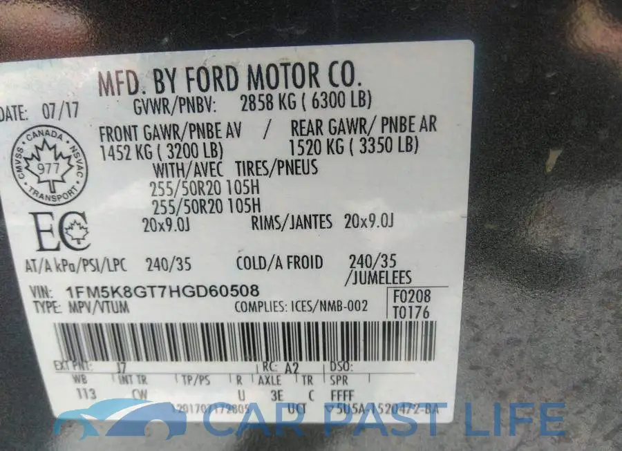 1FM5K8GT7HGD60508# 9