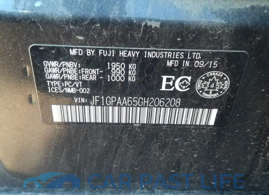 JF1GPAA65GH206208# 9