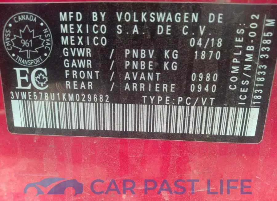 3VWE57BU1KM029682# 9