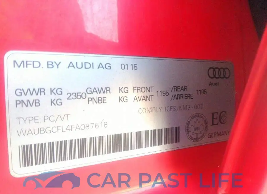 WAUBGCFL4FA087618# 9
