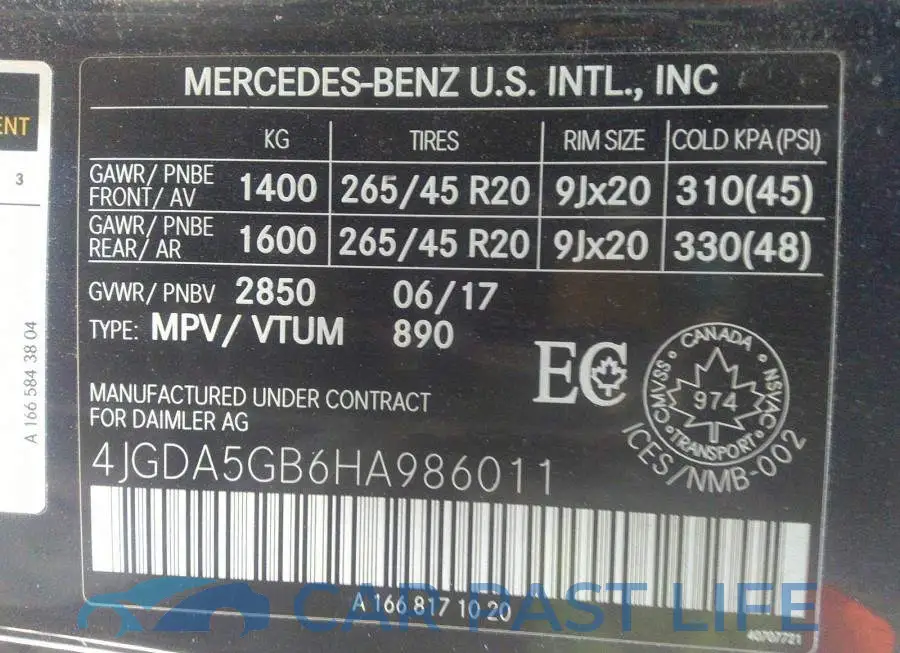 4JGDA5GB6HA986011# 9