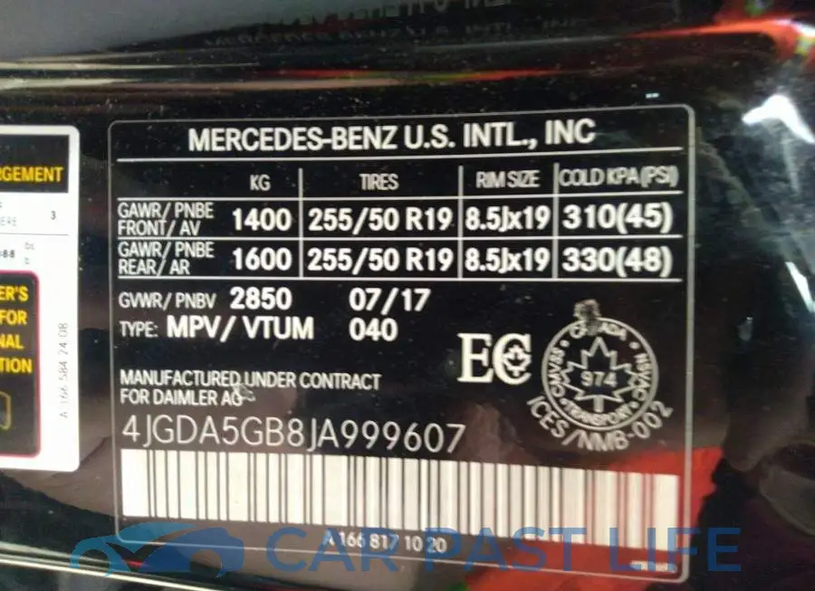 4JGDA5GB8JA999607# 9