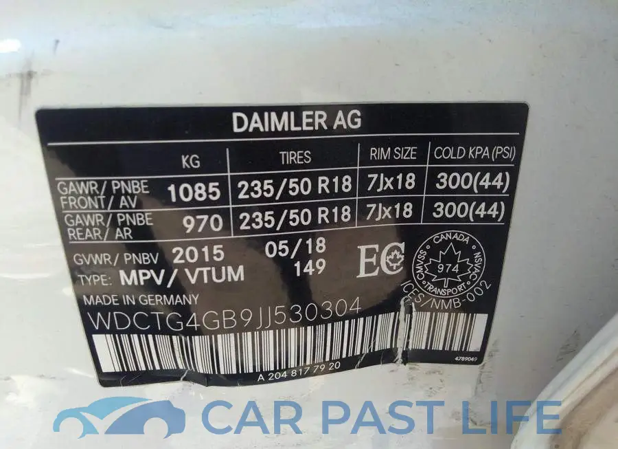 WDCTG4GB9JJ530304# 9