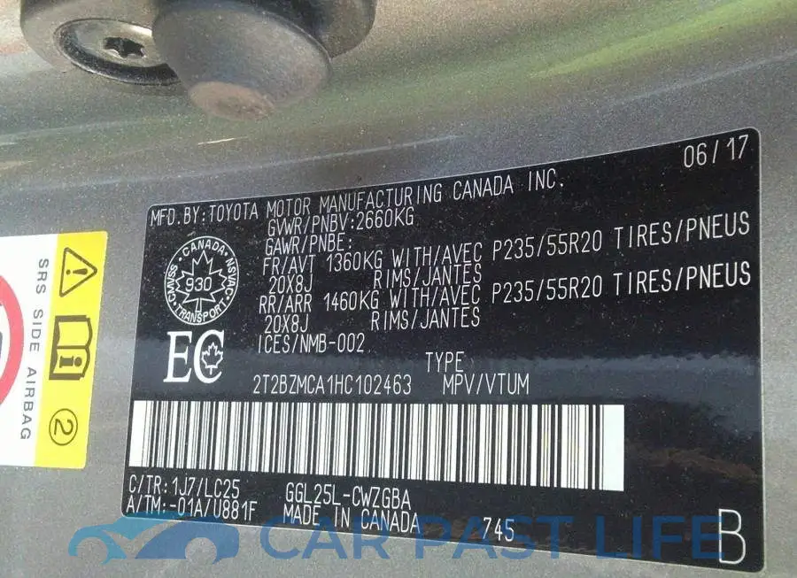 2T2BZMCA1HC102463# 9