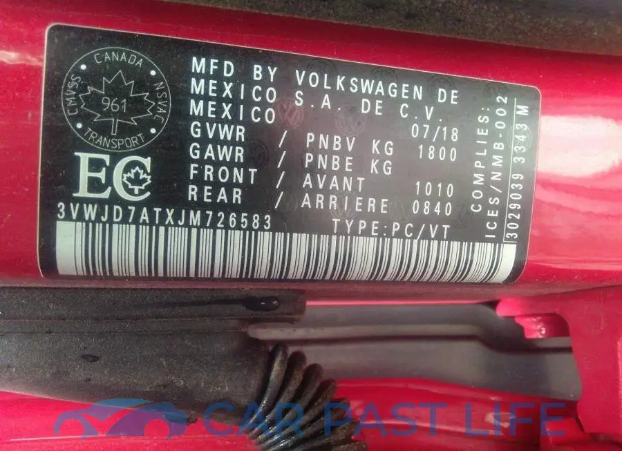 3VWJD7ATXJM726583# 9