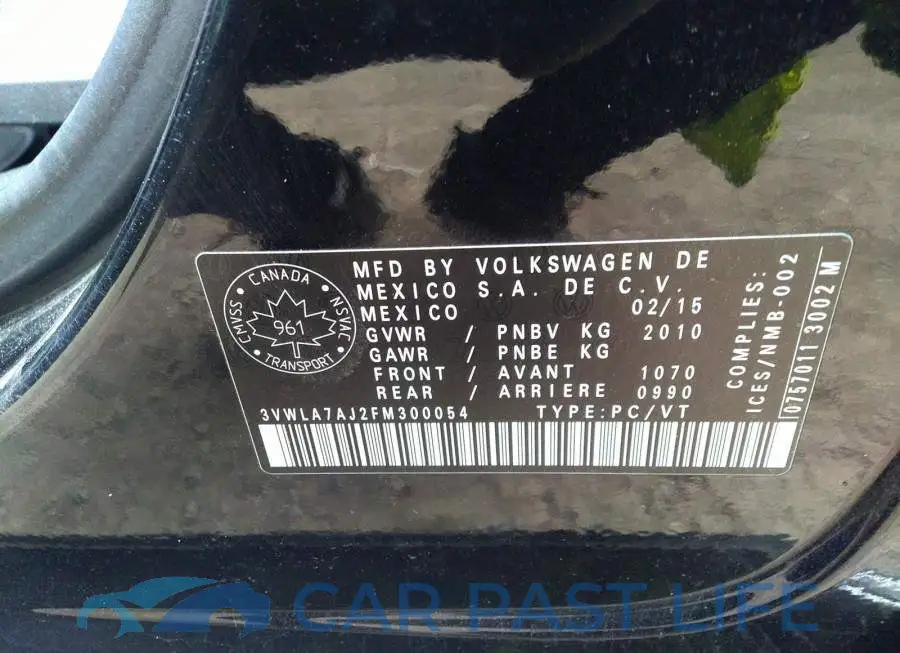 3VWLA7AJ2FM300054# 9