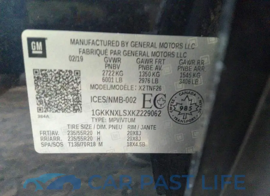 1GKKNXLSXKZ229062# 9