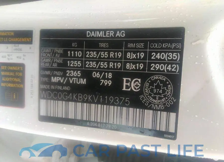 WDC0G4KB9KV119375# 9