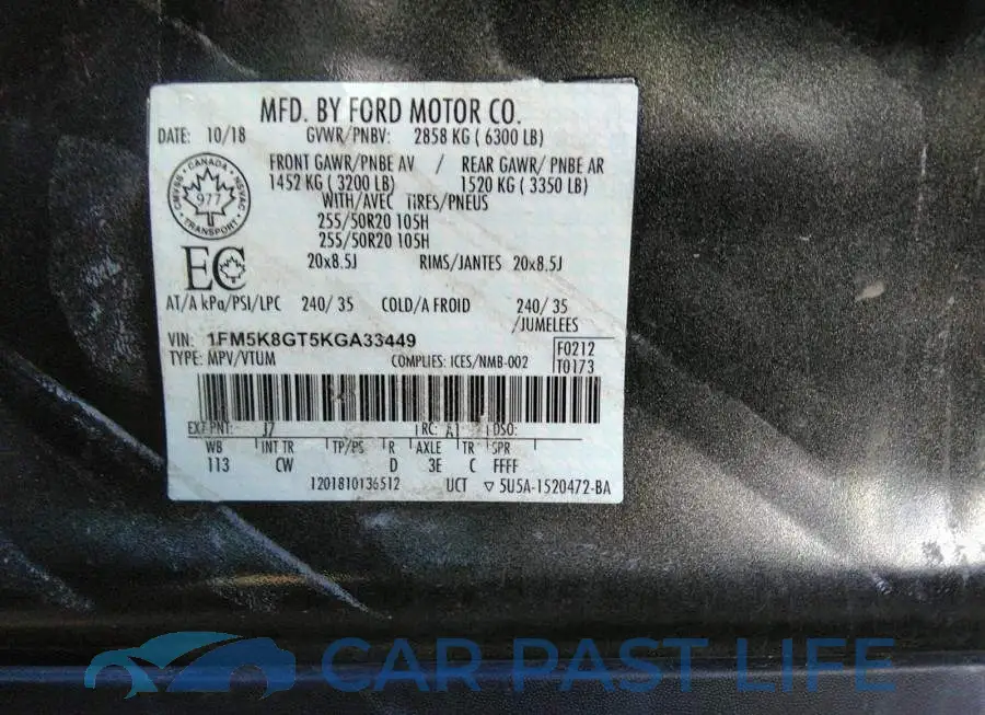 1FM5K8GT5KGA33449# 9