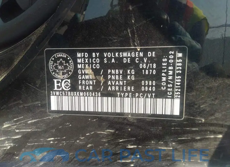 3VWC57BUXKM060436# 9