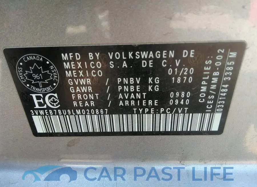 3VWEB7BU9LM020867# 9