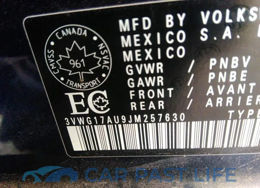 3VWG17AU9JM257630# 9