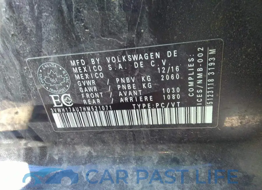 3VWH17AU7HM521071# 9