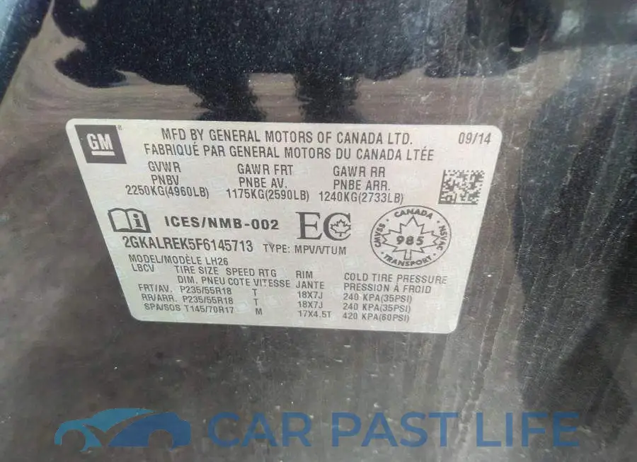2GKALREK5F6145713# 9