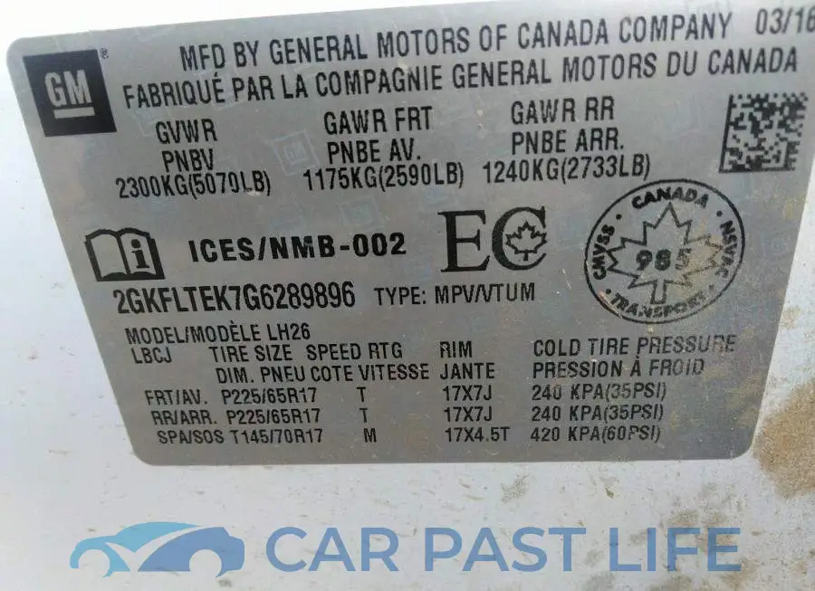 2GKFLTEK7G6289896# 9